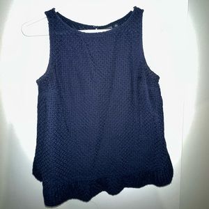 Dark blue textured flowy halter top